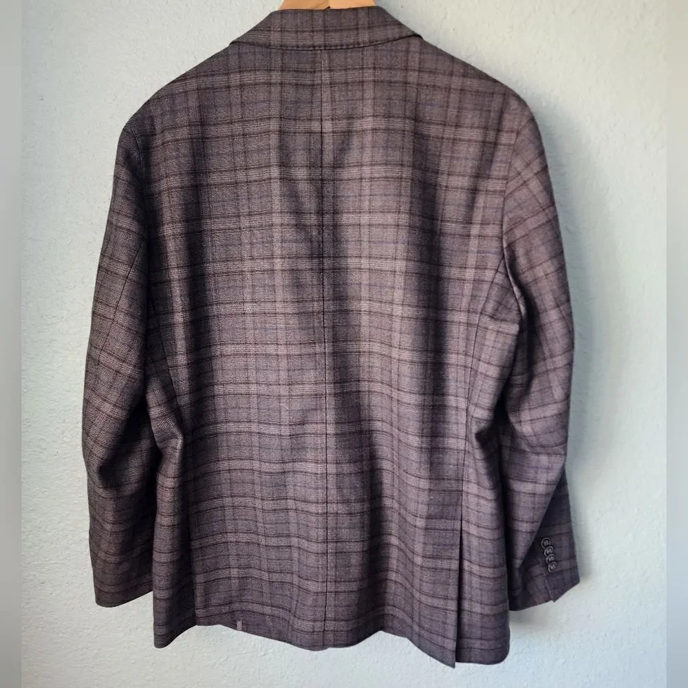 Peter Millar Gray And Blue Sport Coat with Notched Lapel Tag For Info Only